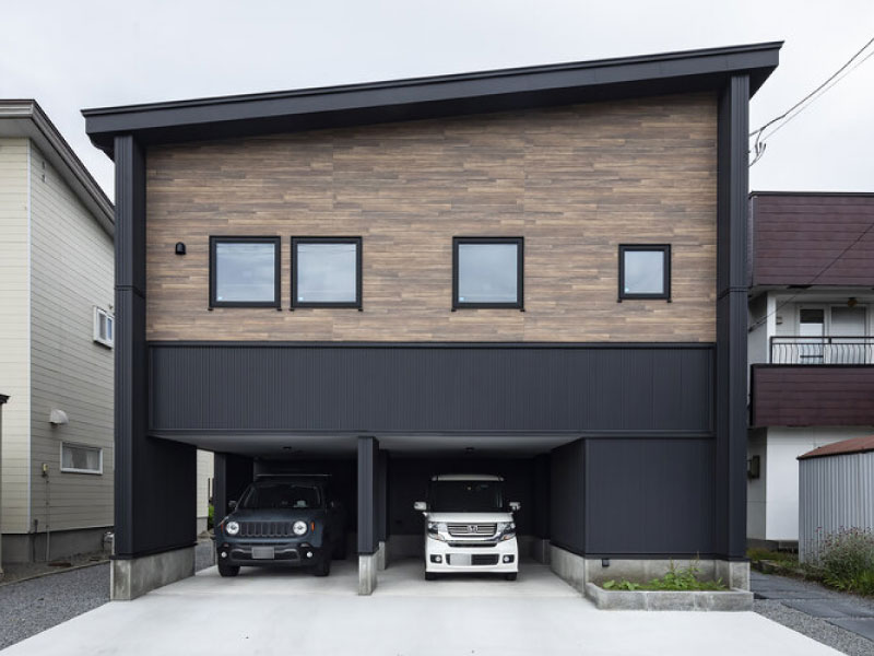 旭川の新築組み込みカーポート施工実例